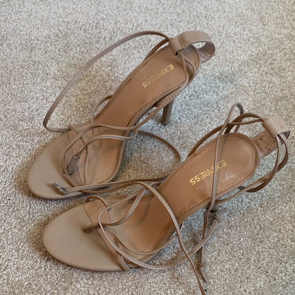 Express Women's Tan Lace-Up Heels